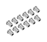 Pongnas 12PCS Replacement Metal String Ferrules for Electric Guitar - String Bushings with Glossy Finish (Silver)