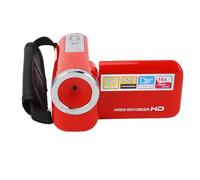 Pongnas 16MP 1080P Video Camera, 16X Digital Zoom USB Digital Recorder with 2 Inch Rotatable Screen, External Microphone Support, for Travel Selfie Wedding School Event (Red)