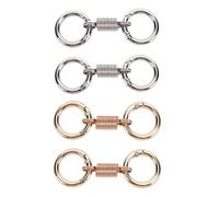 Pongnas 2 Pack Detachable Double Ring Keychain, 360 Degree Rotation Split Key Rings with Clip for Keys Accessories