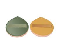 Pongnas 2 Pcs Powder Soft Micro Pore Foam Sponge for Makeup, with Curved End for Large Areas and Top Tip for Eye Nose Details (Green Yellow)