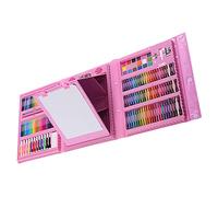 Pongnas 208Pcs Kids Drawing Kit with Cartoon Design Assorted Multi-Purpose Bright Crayons for Coloring and Painting (Roseate)