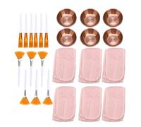 Pongnas 24 Pcs Face Mixing Bowl Set Stainless Steel Bows Fan Brushes Flat Head Brushes Headbands Bowl Set Professional DIY Facial Kit for Skincare Makeup Salon (Rose Gold)