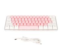 Pongnas 60% Gaming Keyboard Ergonomic Imitation Mechanical Engineering 61 Keys DC 5V Space Saving Compact Keyboard RGB Backlight for PC for Game Players (White Pink)