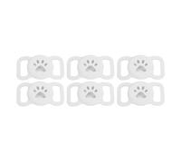 Pongnas 6pcs Cat Dog Pet Collar Silicone Anti Lost Protective Holder with, Compact and Lightweight Pet Collar Case for Pet Tracker, Keeping Your Pet Safe At All Times (White)