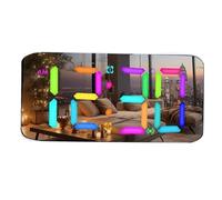 Pongnas 7 Inch Mirror Alarm Clock with Bed Shaker & RGB Night Light -