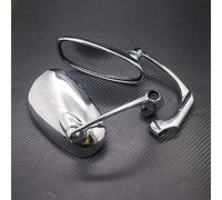 Pongnas 8mm 10mm Universal CNC Aluminum Motorcycle Rear View Mirror Mount Bracket - Angle Oval Side Mirror Rod for Handlebar (Silver)