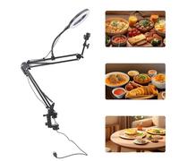 Pongnas Adjustable Phone Stand with Light for Desk, 6.3inch Ring Light with 10-Level Brightness and 3 Modes, Extendable 35cm Arm and Phone Mount, Ideal for Crafts, Video