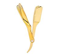 Pongnas Barber Straight, Old Fashioned Style with 270 Degree Rotation for Beard Shaving Body Hair Trimming, Smooth ABS Material (Electroplated Gold)