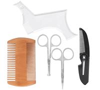 Pongnas Beard Shaping Tool, Transparent Template Comb with 2 Stainless Steel Scissors for Nose Hair Beard and Nail Trimming