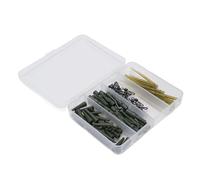 Pongnas Carp Fishing Terminal Tackle Kit with Clip -Entanglement Sleeve Tail Rubber Quick-Change Rotator 80-Piece Set in Transparent ABS Storage Box