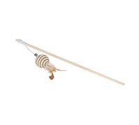 Pongnas Cat Wand Toy, Cat Toy On Stick Fishing Pole Wooden Pet Teaser Rod Stick with Round Ball Kitten Interactive Teasing for All Breed Sizes, 15.7in