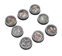 Pongnas Christmas Nail Art Rhinestones, 8pcs Alloy Rivet Beads Nail Decorations with and Styles, for DIY Manicure Tool and Holiday Decoration