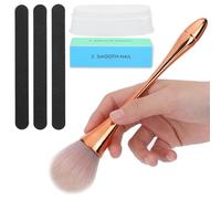 Pongnas Colorful Buffer Block with 4 Different Surfaces, 6 Piece Dip Powder Tray Set for Nail Art, with Nail File Dust Brush and 2 Finger Grooves