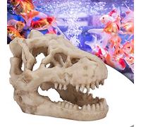 Pongnas Dinosaur Skull, Betta Hide Dinosaur Skeletons Skeleton Hole Artificial Skull Ornament Fish Box Small Aquarium Decorations for Landscape Reptile