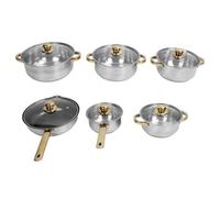 Pongnas Elegant Stainless Steel Cookware Set with Gold Handle, Rustproof, Safe and for Home Kitchen and Restaurant Use (Gold Handle)