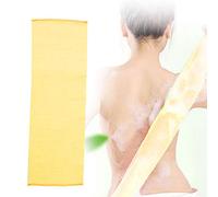 Pongnas Exfoliating Bath Towel, Elastic Body Scrub Washcloth for Shower Massage and, with Wrap Knitting Drawstring, for Men and Women (Yellow)