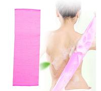 Pongnas Exfoliating Bath Towel, Elastic Body Scrub Washcloth for Shower Massage and, with Wrap Knitting Drawstring, for Men and Women (Rose Red)
