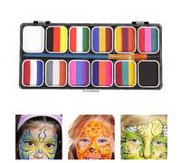 Pongnas Face Body Paint Palette, Bright Colors Strong Tinting Power Easy to Color, with Painting Brush, for Halloween Parties Stage Performances Cosplay