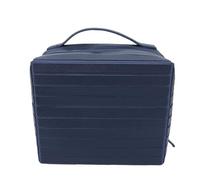 Pongnas Foldable Travel Makeup Bag Large Capacity Cosmetic Organizer with Zippered Compartments and PU Leather Canvas for Women Toiletry Pouch Travel Bag Portable Toil (Dark Blue)