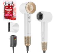 Pongnas Hair Dryer, High Speed 1400W Blow Dryer with 300 Million Negative Ions, 3 Speed 4 Heat Settings, Lightweight 1.36lbs for Home Travel Salon White (White #01)