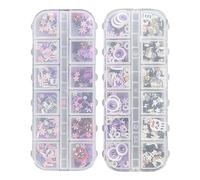Pongnas Halloween Nail Art Slices 2 Boxes Clay Nail Art Sequins 3D Decorations Skull Pumpkin Ghost Witch Bat for Acrylic Nails DIY Crafts with Storage Box Safe