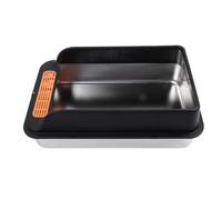 Pongnas Large Metal Litter Box Stainless Steel Anti Splashing High Fence Cat Litter Box for Multiple Cats, Enclosed Top Entry Design with Pedal Filter, Easy to Clean, Separated