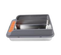 Pongnas Large Metal Litter Box Stainless Steel Anti Splashing High Fence Cat Litter Box for Multiple Cats, Enclosed Top Entry Design with Pedal Filter, Easy to Clean, Separated