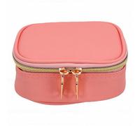 Pongnas LED Mirror Makeup Bag Small Vanity Mirror Case Mini Travel Cosmetic Bag with 3 Light Modes Detachable PU Leather for Women Travel Gym Commute (Pink)