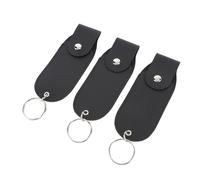 Pongnas Lipstick Case Keychain 3PCS, PU Leather Chapstick Holder with Alloy Hook, Portable Travel Lip Gloss Storage Organizer for Women