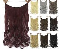 Pongnas Long Curly Hair Fish Line Wig Wire Synthetic Hair No Trace Change Your Style Quickly Add Thickness Smooth and Durable Long Lasting Elegant Style Suitable for Various Occasions (H)