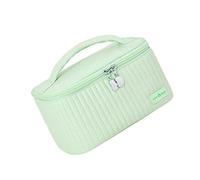 Pongnas Makeup Bag, Makeup Case Make Up Bag with Large Capacity Creamy PU Leather Open Lid Cake Shape for Girlfriend, Mother and Friends (Light Green)