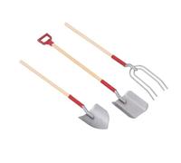 Pongnas Miniature Farming Tools Set - 3Pcs Sturdy Alloy Wooden Handle Dollhouse Garden Tools for Decoration and Games