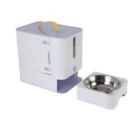 Pongnas Multifunctional Cat Food Dispenser with Transparent Window - Large-Capacity Pet Dry Food Feeder Station with Built-in Stainless Steel Bowl for Indoor & Outdoor Use (Light Blue)