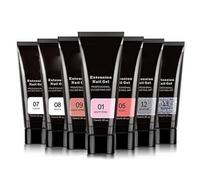 Pongnas Nail Extension Gel Set with 7 Colors 15ml Each UV/LED Nail Lamp Base Top Coat Nail Art Brush Nail File 100 Forms Slip Solution for Nails Extension Repair (05)