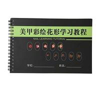 Pongnas Nail Practice Book, Manicure Training Tool for Beginners with Drawing Exercise Patterns, Simple to Use Nail Art Learning Paper, 01# 02# (painted flowers)