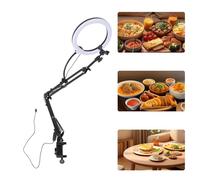 Pongnas Overhead Phone Mount, Aluminum Alloy Arms with 10inch Ring Light and Adjustable Stand, 3 Modes and 10 Level Dimmable Beauty Lighting for Makeup, Nail Art, Skincare Live