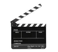 Pongnas Professional Acrylic Movie Clapperboard 30x25cm with Built-in Magnets for Filmmakers and Photography Props Yellow Striped (White Striped Blackboard (PAV1BBE))