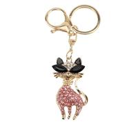 Pongnas Rhinestone Keychain Cute Cat Shape Bling Backpack Key Ring Keychain Wallet Charm for Women Girls with Clear Crystals Zinc Alloy (Pink)