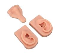Pongnas Silicone Piercing Practice Model, 1 Nose 2 Ear Reusable Soft Flexible Skin Like Texture, with Base for Jewelry Display Nose Ear Piercing Practice Teaching Prop (Light Skin)