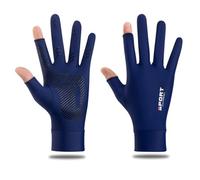 Pongnas Sun Protection Gloves, Ice Silk Breathable Blocking 2 Fingerless Touchscreen Anti Slip Gloves with Elastic Design, for Driving Cycling Climbing Golfing (M)