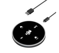 Pongnas USB Conference Speakerphone Microphone, 360° Omnidirectional PC Computer Condenser Mic with Touch Panel Volume Adjustment, Plug and Play for PC Laptop Video Call Meeting (Black)