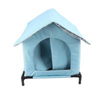 Pongnas Water Resistant Large Space Outdoor Cat House with Cold Resistant Insulation for Winter Months, All Seasons Universal Enclosed Tent Insulated Shelter for Stray Cat (Blue)