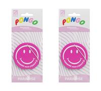 PONGO Smiley Face Car Air Freshener Paradise 2 Pack - Sweet Floral Perfume Car Scent | Long Lasting Hanging Carded Car Fresheners | Strong Air Freshener for Car, Van, Home