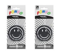 PONGO Smiley Face Car Air Freshener Sweet Oud 2 Pack - Warm Sweet Oud Car Scent | Long Lasting Hanging Carded Car Fresheners | Strong Air Freshener for Car, Van, Home