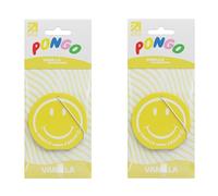 PONGO Smiley Face Car Air Freshener Vanilla 2 Pack - Sweet Smooth Vanilla Car Scent | Long Lasting Hanging Carded Car Fresheners | Strong Air Freshener for Car, Van, Home