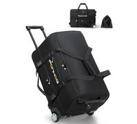 Ponhog 25 Inch Wheeled Duffle Bag - 60L Travel Holdall Bag with Wheels,Water Resistant for Overnight Trip Weekender, Black(H65 x L34 x W31cm)