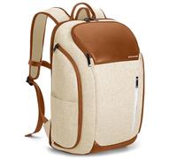 Ponhog Laptop Backpack Women - 30L Large Capacity Anti-Theft Lightweight Business Rucksack with Multiple Pockets, Fits 17.3 Inch Laptop, Beige