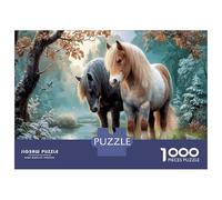 Ponies 1000 Piece Jigsaw Snow Forest Stream As A Family Weekend Activities Stress Relief Unique Pattern Home Display 38x26cm/1000pcs