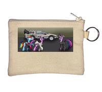 Ponies and a car Key Chain Coin Purse Beige