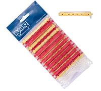 Ponik's Perm Rollers, Curlers for Perm Set - 9 mm - 12 Pieces - Cold Wave Curlers with Round Rubber Tabs, Red Yellow